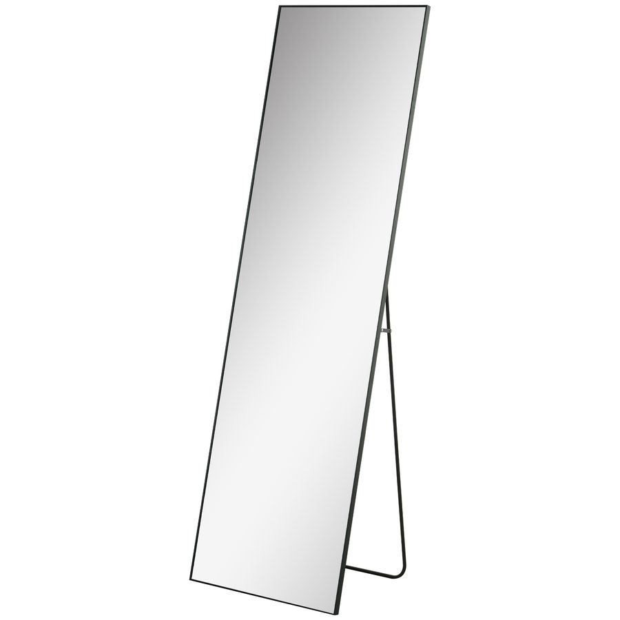HOMCOM Ganzkörperspiegel 50 x 161,5 cm Standspiegel Ankleidespiegel mit Ständer, Wandspiegel, Garderobenspiegel für Schlafzimmer, Flur, Alu, Schwarz   Aosom von HOMCOM