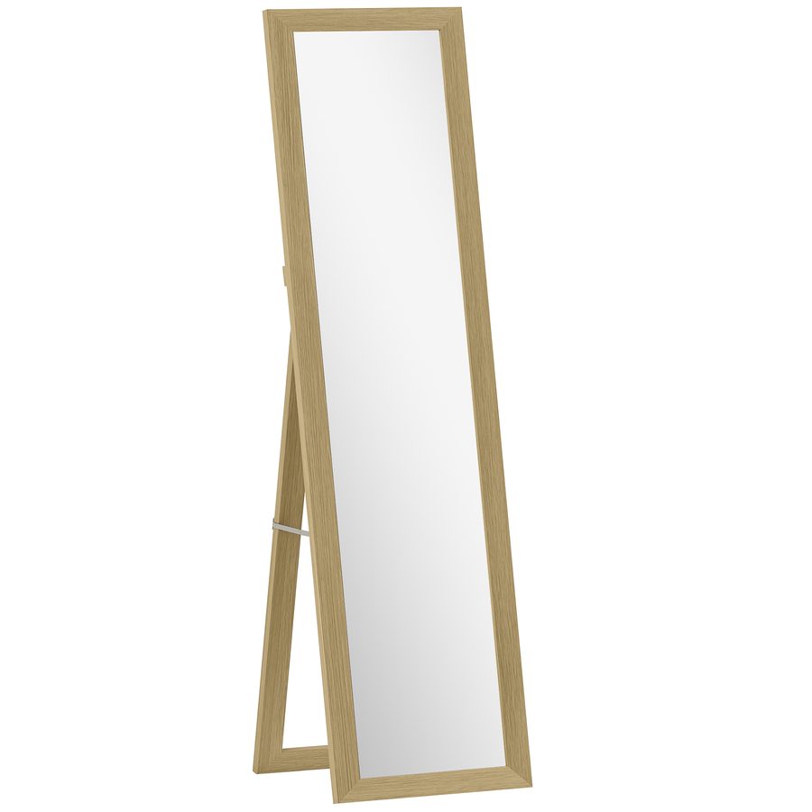 HOMCOM Standspiegel, Ganzkörperspiegel mit Ständer, freistehender Wandspiegel, Ankleidespiegel, Garderobenspiegel für Schlafzimmer, Flur, Eiche, 37 x 157 cm   Aosom von HOMCOM