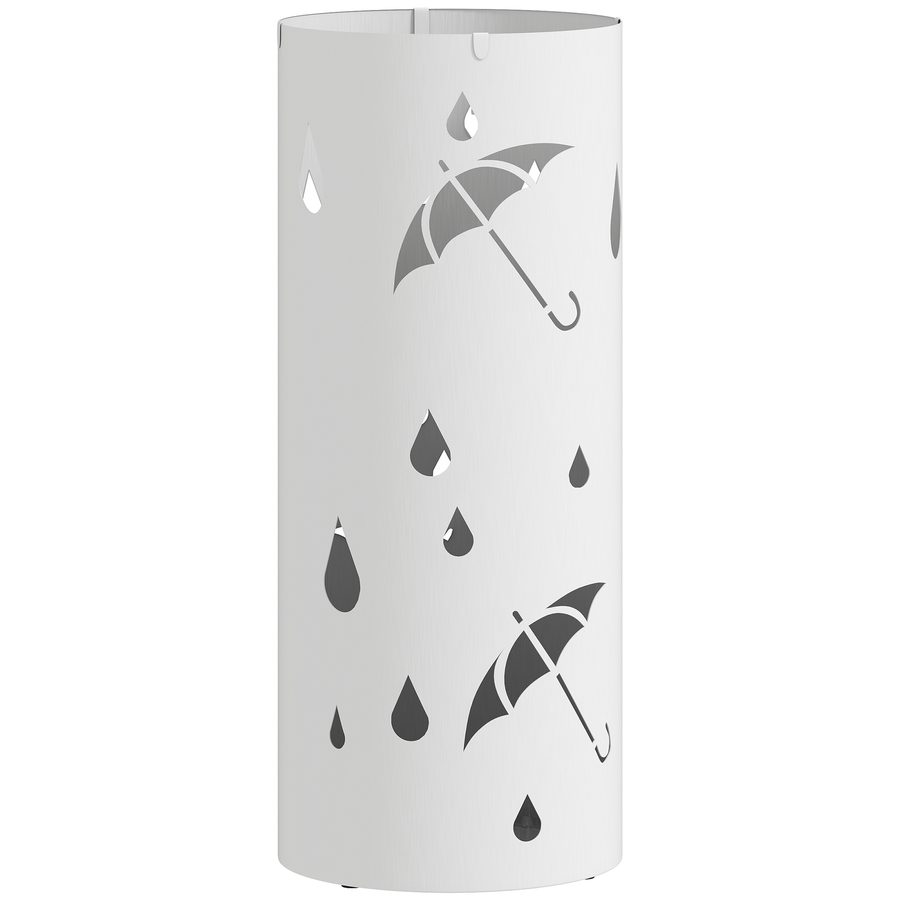 HOMCOM Schirmständer Regenschirmständer mit 4 Haken und abnehmbarer Tropfschale Schirmhalter für Gehstöcke & Regenschirme Stahl Ø17 x 41 cm Weiß   Aosom von HOMCOM