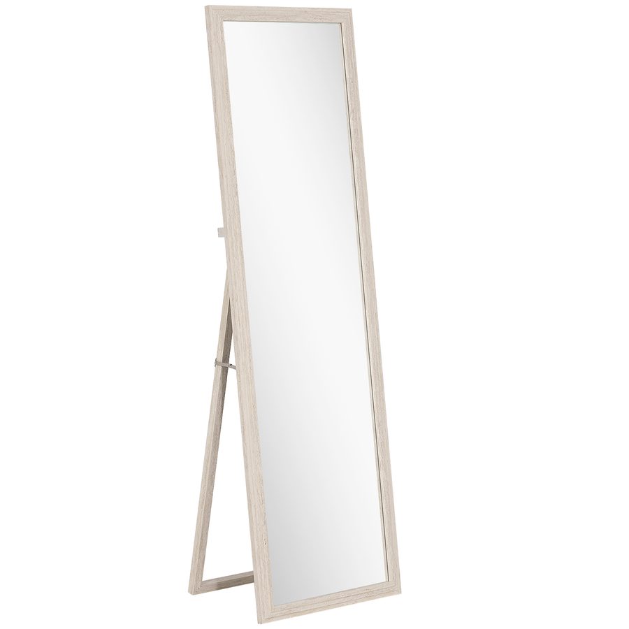 HOMCOM Ganzkörperspiegel 160 x 50 cm Rechteckig Standspiegel mit Steinoptik, Splitterfrei Wandspiegel zum Anlehnen, Stehen, Spiegel für Wohnzimmer, Schlafzimmer, Flur, Weiß   Aosom von HOMCOM