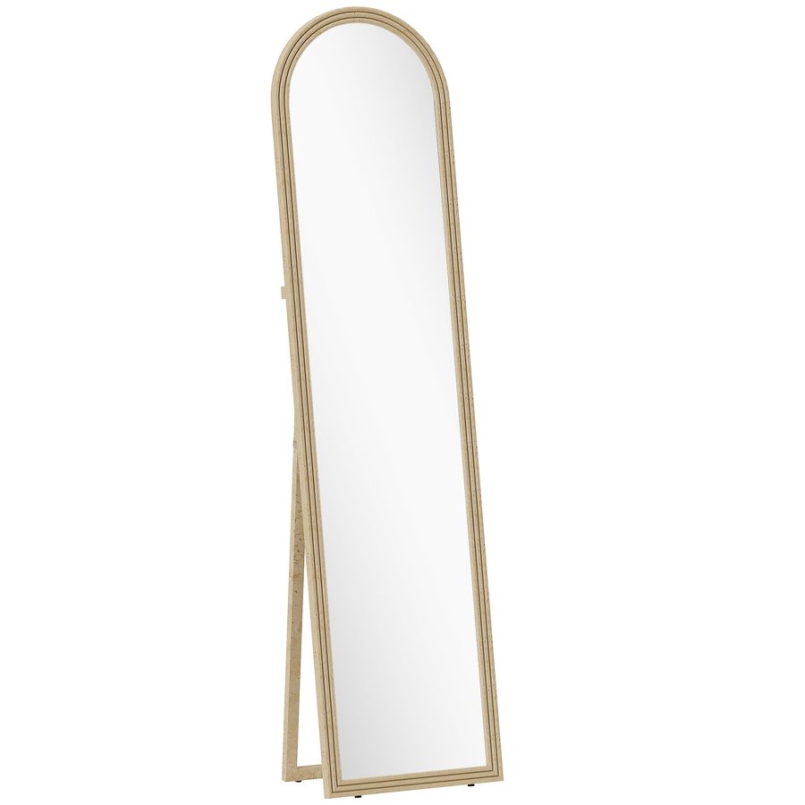 HOMCOM Standspiegel Moderner Ganzkörperspiegel, 40x160 cm Wand- und Freistehender Bogen mit Ständer Steinoptik, für Schlafzimmer, Wohnzimmer und Eingangsbereich, Beige   Aosom von HOMCOM