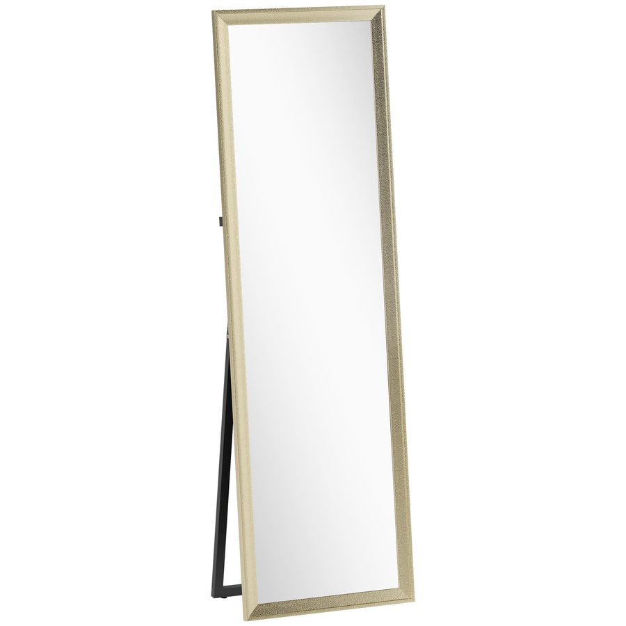HOMCOM Ganzkörperspiegel 160 x 50 cm Rechteckig Standspiegel mit Metalloptik, Wandspiegel zum Anlehnen, Stehen, großer Spiegel für Flur, Wohnzimmer, Schlafzimmer, Gold   Aosom von HOMCOM