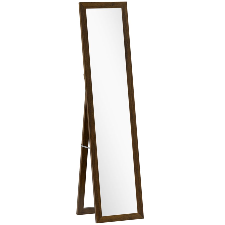 HOMCOM Standspiegel 157x37 cm, Ganzkörperspiegel mit Ständer, 3 Nutzungsarten, freistehend, zur Wandmontage oder aufgestellt, für Wohnzimmer, Flur, Schlafzimmer, Nussbaum   Aosom von HOMCOM
