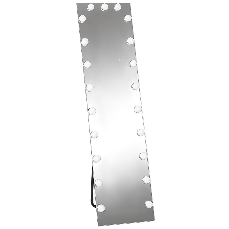 HOMCOM Ganzkörperspiegel 150 x 40 cm RGB-LED Standspiegel mit 21 Glühbirnen 7 Lichtfarbe Hollywood Wandspiegel mit Touch-Schalter, Memory-Funktion anlehnbar Spiegel für Schlafzimmer Wohnzimmer   Aosom von HOMCOM