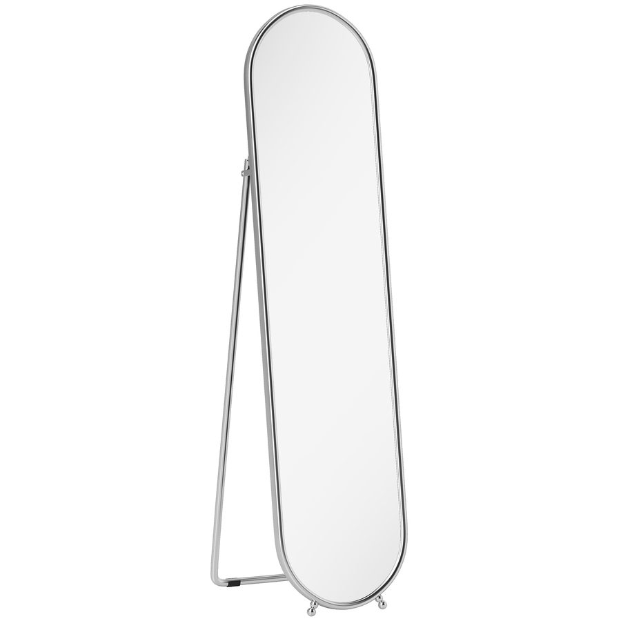 HOMCOM Standspiegel Oval Modern, 40x160 cm, freistehender Ganzkörperspiegel bruchsicher mit Metallrahmen und Ständer, für Schlafzimmer, Wohnzimmer und Eingangsbereich, Silber   Aosom von HOMCOM