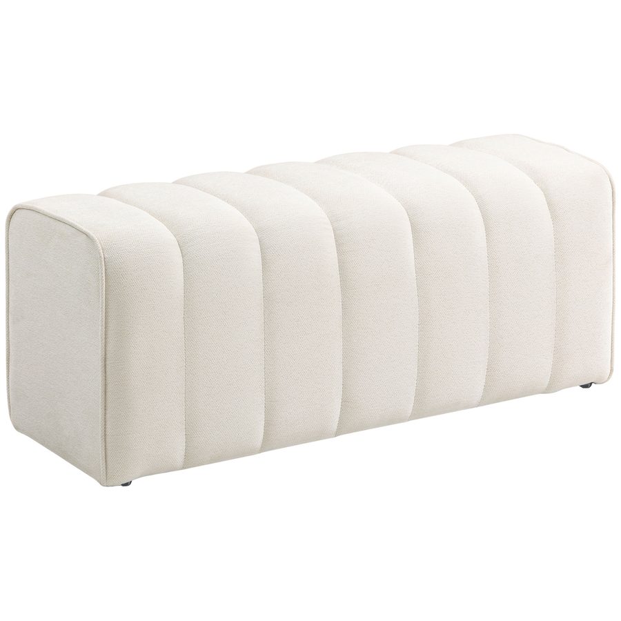HOMCOM Sitzbank Polsterbank Bettbank mit Leinenoptik, Kanal-Tufting, Flurbank bis 220 kg belastbar für Schlafzimmer, Wohnzimmer, Flur 110 x 40 x 44 cm Cremeweiß   Aosom von HOMCOM