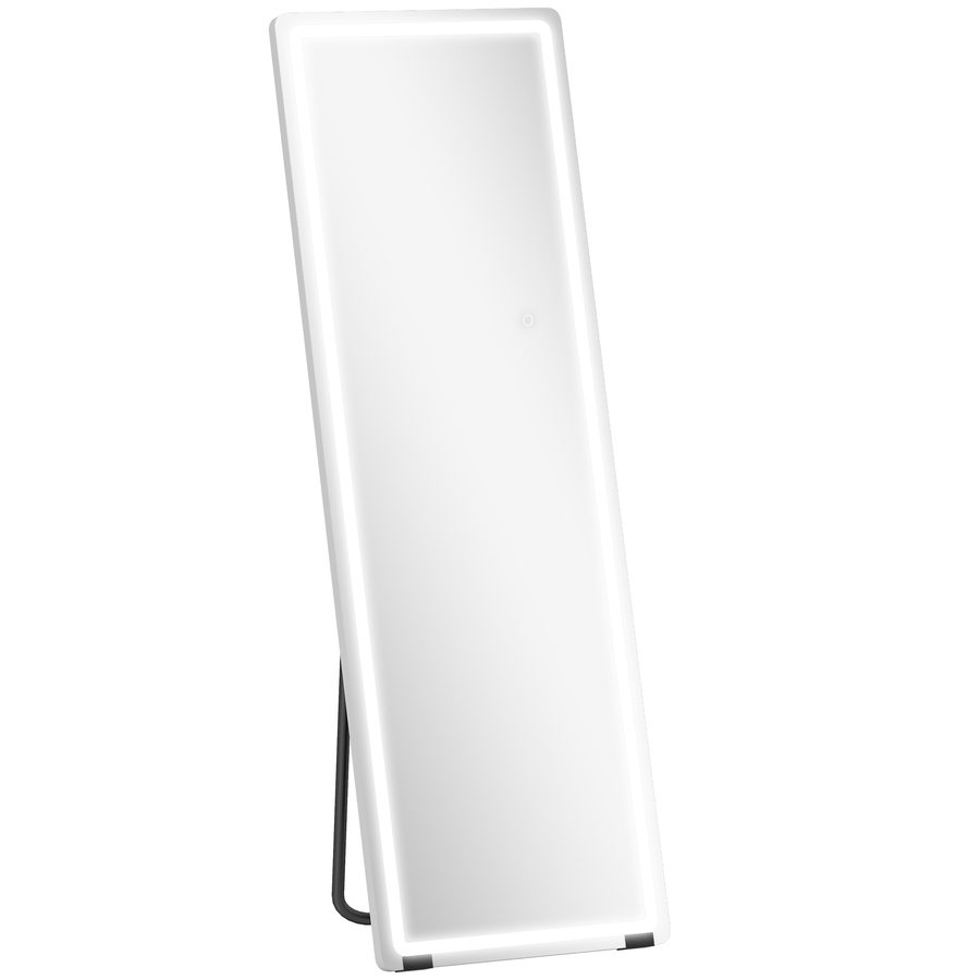 HOMCOM Ganzkörperspiegel mit Beleuchtung, 150x50 cm, rahmenloser Ganzkörperspiegel, 3 Farbtemperaturen, dimmbar, freistehend, angelehnt und wandmontierbar, für Schlafzimmer, transparent   Aosom von HOMCOM