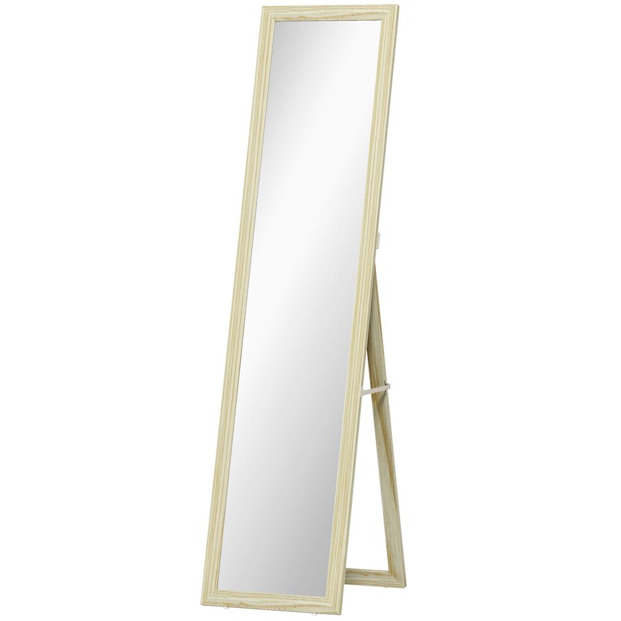 HOMCOM Stand- und Wandspiegel rechteckig Ganzkörperspiegel Ankleide Schlafzimmer Wohnzimmer Maße 37L x 37l x 154H cm Naturholz   Aosom von HOMCOM