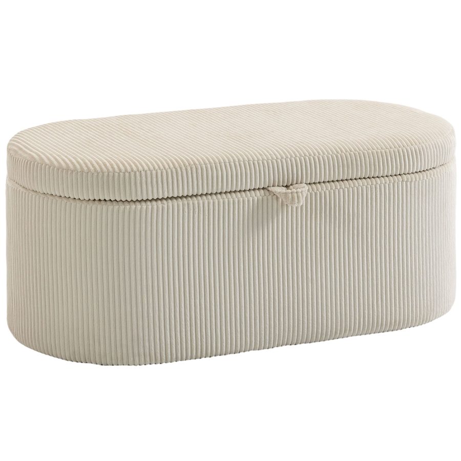 HOMCOM Sitzbank mit Stauraum Polsterbank 105 x 51 x 49 cm mit Streifenstruktur, Cord-Optik, Sitztruhe Bank bis 200 kg für Wohnzimmer, Schlafzimmer, Flur, Beige   Aosom von HOMCOM
