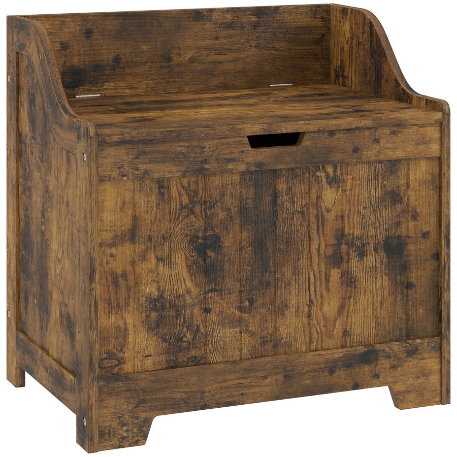 HOMCOM Truhe, Aufbewahrungsbox mit Deckel, Auflagenbox Aufbewahrungstruhe, Spielzeugtruhe, Gerätetruhe, für Wohnzimmer, Schlafzimmer, Rustikal-Braun, 56,5 x 38 x 56 cm   Aosom von HOMCOM
