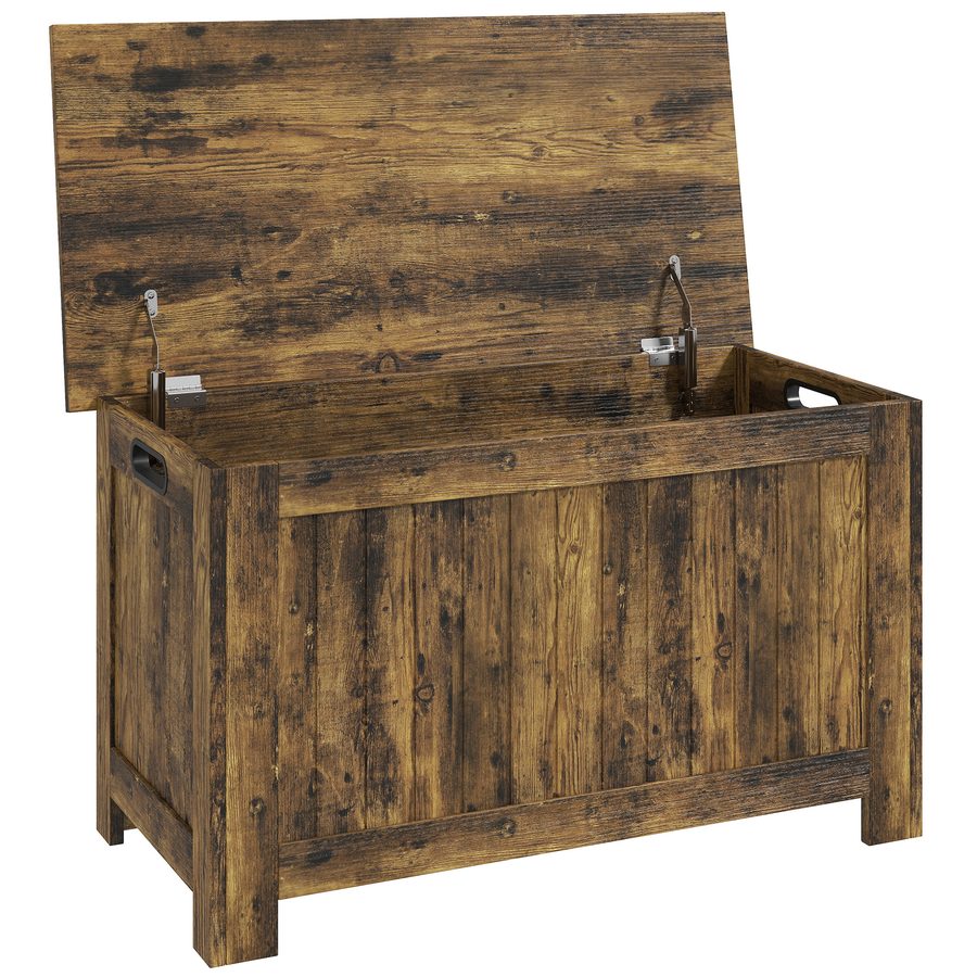 HOMCOM Truhe, Aufbewahrungsbox, Auflagenbox mit Griff, Gerätetruhe mit Deckel, rustikales Braun   Aosom von HOMCOM