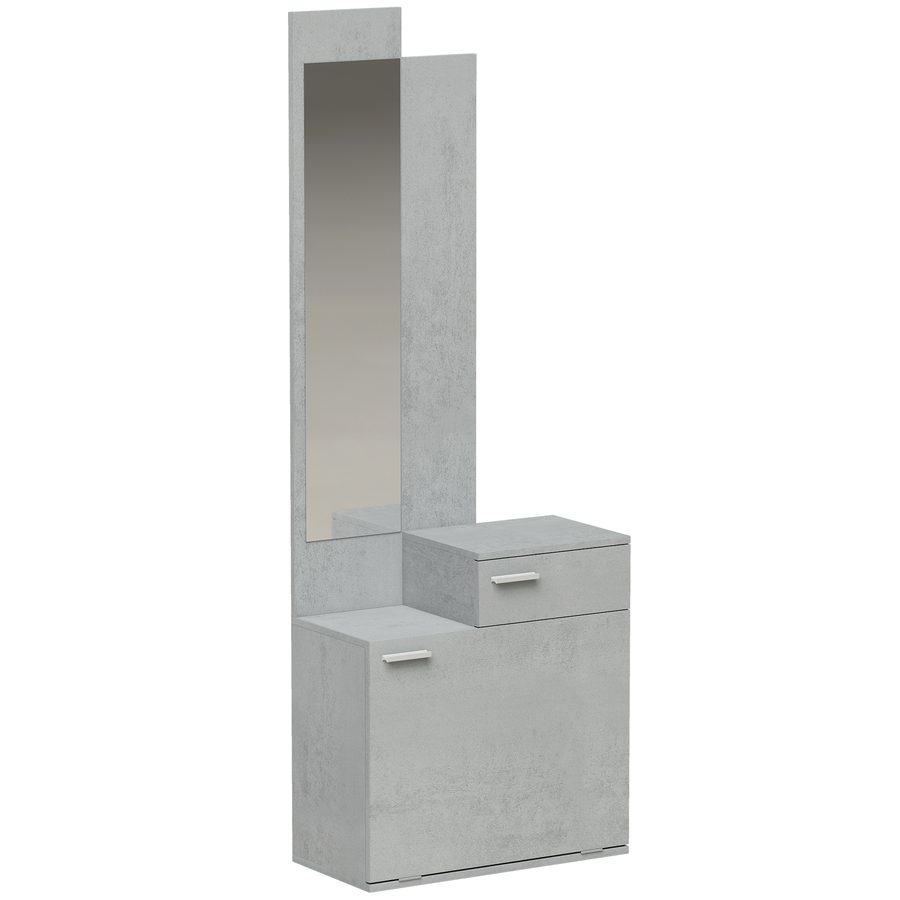 HOMCOM Garderobenmöbel-Set mit Klapp-Schuhschrank, Garderobe mit Spiegel, Schublade und Ablage, für Wohnzimmer, Schlafzimmer, Diele, 61 x 30 x 170 cm, grau   Aosom von HOMCOM