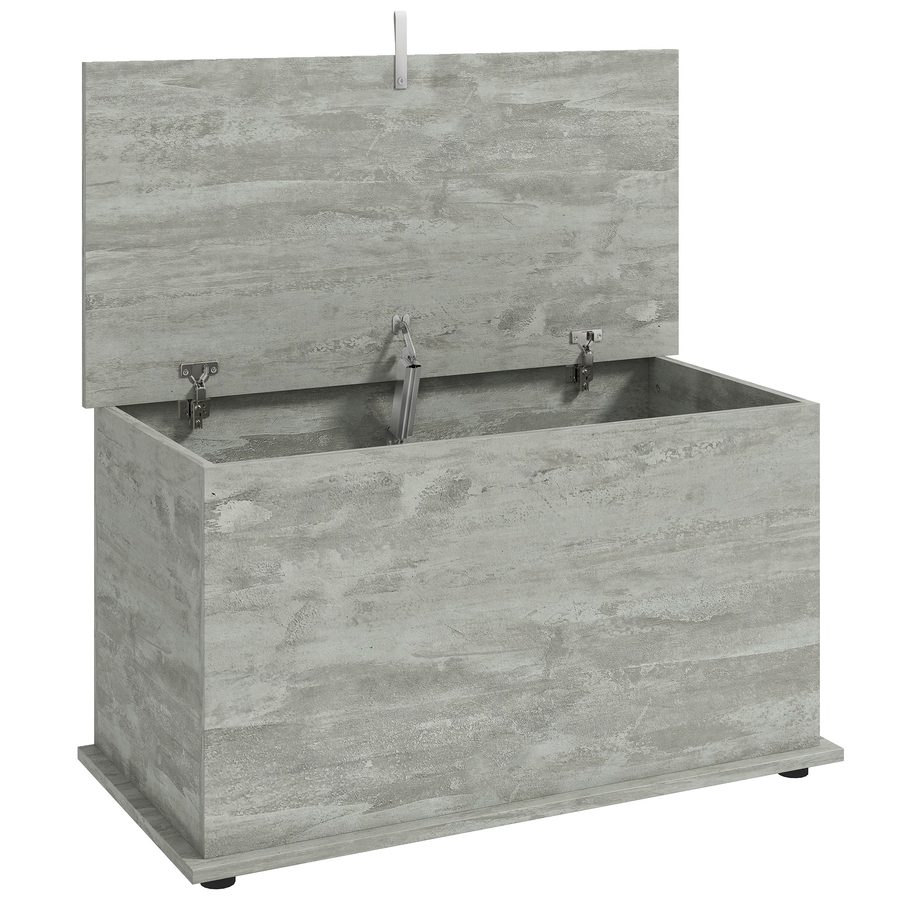 HOMCOM Aufbewahrungstruhe, Sitzbank mit Klappdeckel und Sicherheitsscharnier, Schuhbank, Diele, Flur, Schlafzimmer, Wohnzimmer, 80 x 40 x 45 cm, Grau   Aosom von HOMCOM