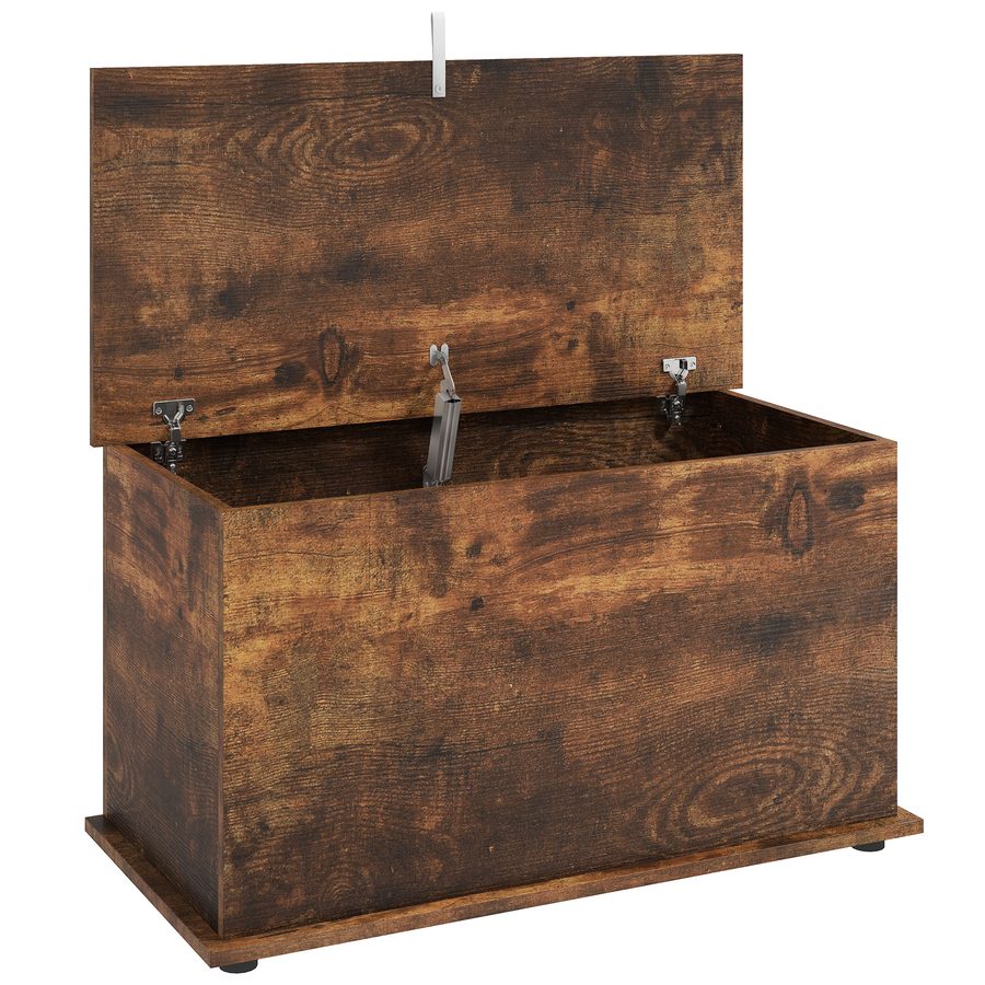 HOMCOM Aufbewahrungs-Truhe für Innenräume 102L mit Sicherheitsdeckel, Truhe für Wohnzimmer und Flur, Aufbewahrungsbank, 80x40x45 cm, Rustikalbraun   Aosom von HOMCOM