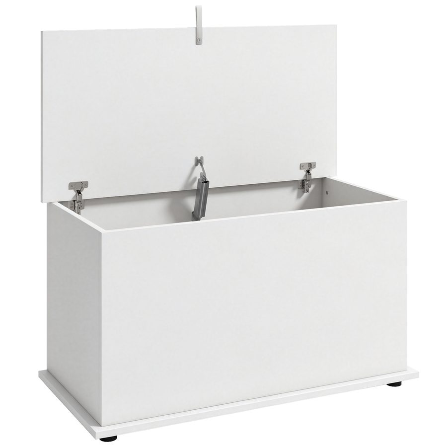 HOMCOM Aufbewahrungsbank für Innen 102 L mit Sicherheitsdeckel, Truhe für Wohnzimmer und Eingangsbereich, Aufbewahrungsbank, 80x40x45 cm, Weiß   Aosom von HOMCOM