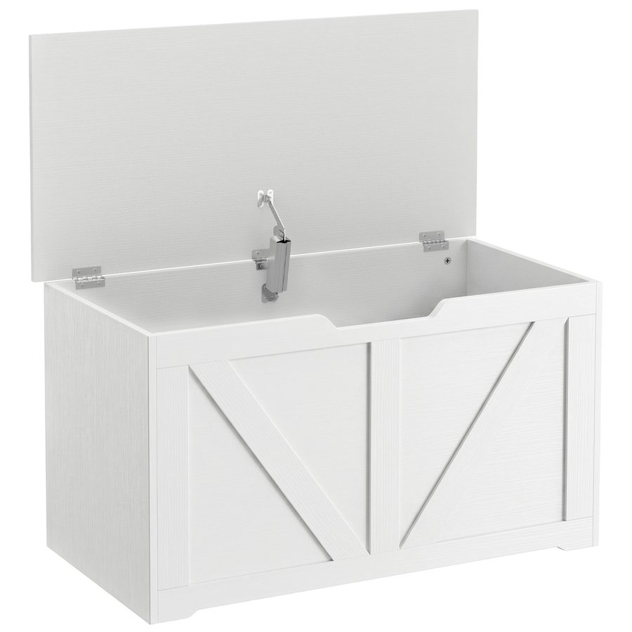 HOMCOM Aufbewahrungsbank mit klappbarem Deckel und Sicherheits-Schanieren, rustikaler Stil, für Flur, Schlafzimmer, Wohnzimmer, 80 x 40 x 45 cm, Weiß   Aosom von HOMCOM