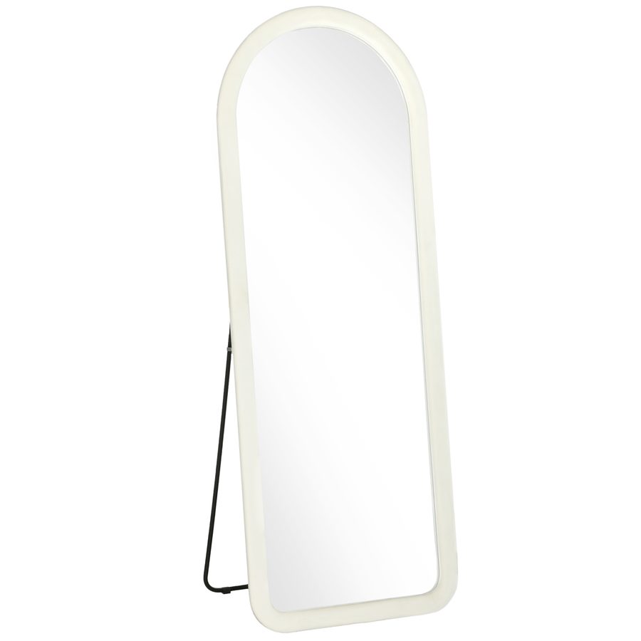 HOMCOM Standspiegel mit Bogen, Flanellrahmen, 160 x 60 cm, Ganzkörperspiegel zum Aufstellen oder Aufhängen aus gehärtetem Glas mit Ständer, modern für Schlafzimmer, Wohnzimmer, Flur, Creme   Aosom von HOMCOM