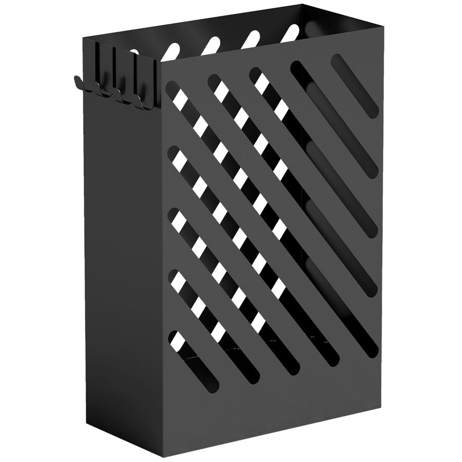 HOMCOM Regenschirmständer aus Stahl Rechteckiger Schirmständer mit 4 Haken und abnehmbarer Wasserauffangschale für Regenschirme, Wanderstöcke 28 x 14 x 41 cm Schwarz   Aosom von HOMCOM