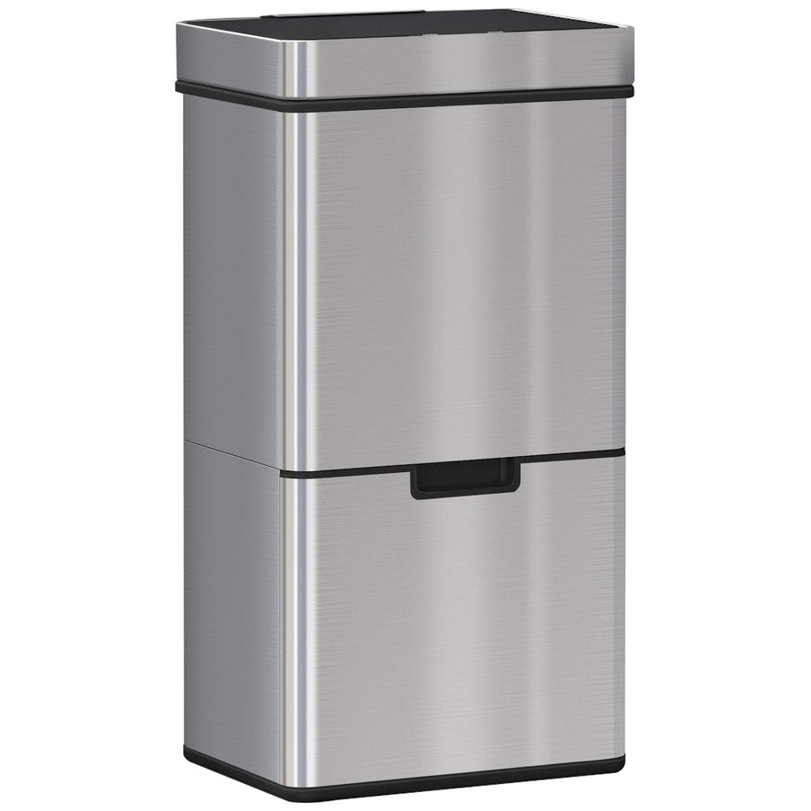 HOMCOM Mülleimer 72L  Abfalleimer mit Sensor, Mülltrennsystem 3 Fächer, Edelstahl, Silber, 42x30x81 cm  Aosom von HOMCOM