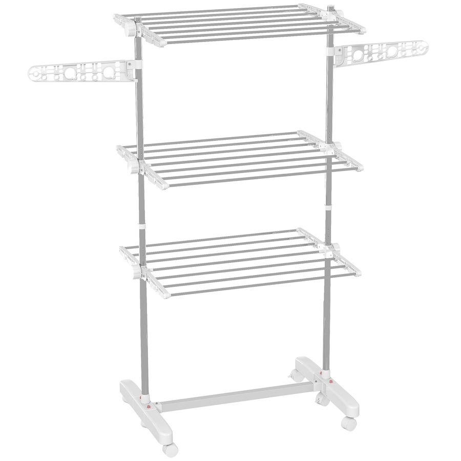 HOMCOM Mobiler Wäscheständer Wäschetrockner klappbar 3 Ebenen mit Rollen 80-142 x 55 x 152 cm, ideal für platzsparendes Trocknen   Aosom.de von HOMCOM