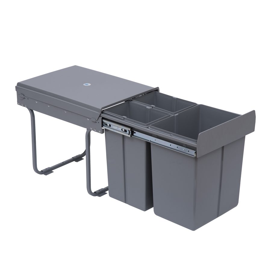 HOMCOM 40L Einbaumülleimer Unterschrank ausziehbarer Müllsammler mit 3 herausnehmbar Fächer 1 x 20 & 2 x 10 L, für Schränke ab 400 mm Breite, für Küche, Grau   Aosom von HOMCOM