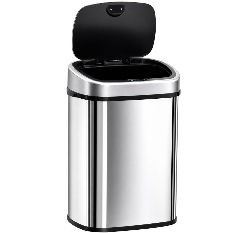 HOMCOM Mülleimer 48L Küchenabfalleimer mit Infrarotsensor, hygienisch, Edelstahl in Silber, L40,5xB29,5xH68 cm für müheloses Entsorgen   Aosom.de von HOMCOM