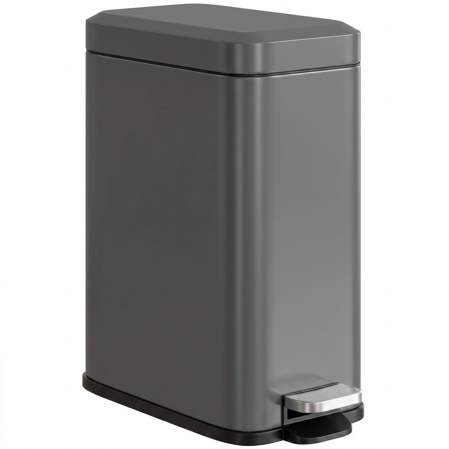 HOMCOM Mülleimer 5L Treteimer Kosmetikeimer Abfalleimer mit Deckel und Fußpedal, Müllbehälter mit Inneneimer, Badezimmer-Mülleimer für Wohnzimmer, Büro, Metall, Grau, 29,2 x 14 x 32 cm   Aosom von HOMCOM