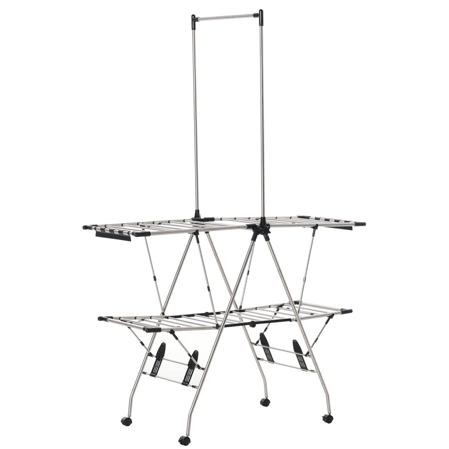 HOMCOM Wäscheständer mit Teleskopstangen, großer Wäschetrockner 138,5x63x208cm, zusammenklappbar, ideal für großen Trockenraum   Aosom.de von HOMCOM