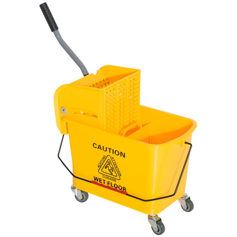 HOMCOM Putzeimer Putzwagen 20 Liter mit Presse, Wischwagen mit 2 Kammern, gelb, ideal für Reinigung & Haushalt   Aosom.de von HOMCOM