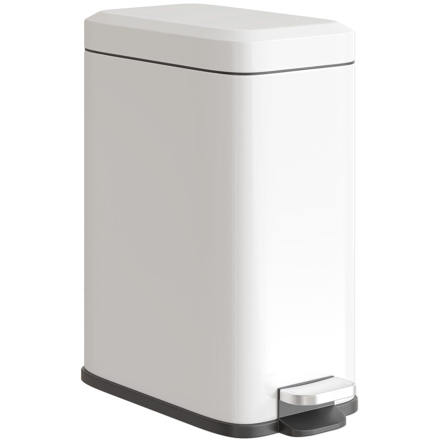 HOMCOM Mülleimer 5L Treteimer Kosmetikeimer Abfalleimer mit Deckel und Fußpedal, Müllbehälter mit Inneneimer, Badezimmer-Mülleimer für Wohnzimmer, Büro, Metall, Weiß, 29,2 x 14 x 32 cm   Aosom von HOMCOM