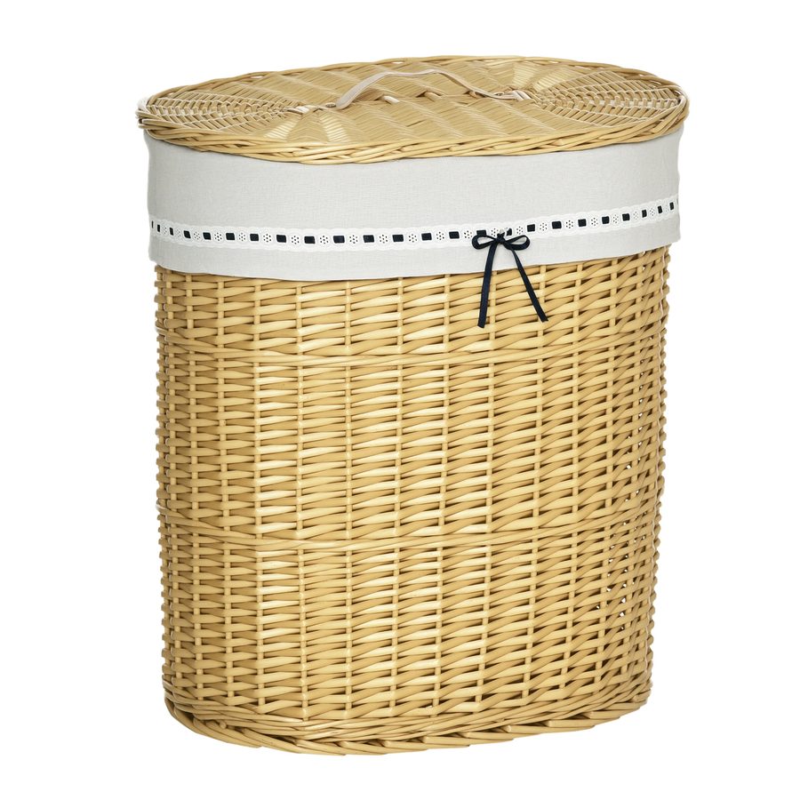 HOMCOM Wäschekorb mit Deckel aus Weide 100L 51x38x57cm Natur Wäschebox für Schlafzimmer & Badezimmer   Aosom.de von HOMCOM