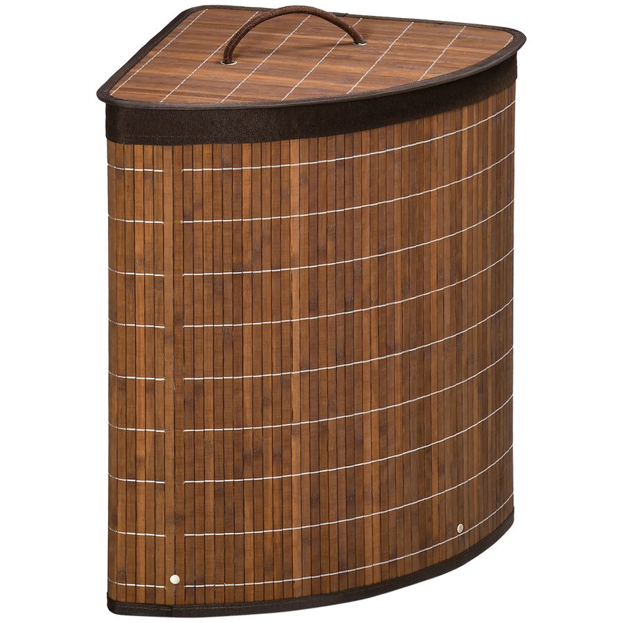 HOMCOM Wäschekorb 55L Wäschesammler mit Deckel & Griff, Wäschebox aus Bambus, braun, herausnehmbarer Wäschesack, ideal zum Wäschesortieren   Aosom.de von HOMCOM