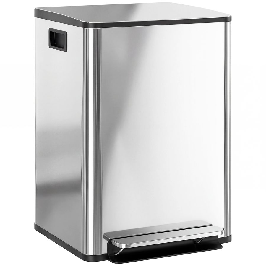 HOMCOM Mülleimer Küche 2x30 L Treteimer mit Softclose-Deckel Pedal Fingerabdruckfreie Edelstahl Mülltrennsystem mit 2 Fächer, recycelbare Abfälle, Abnehmbarer Inneneimer Silber, 47,7x37,5x66,8cm   Aosom von HOMCOM