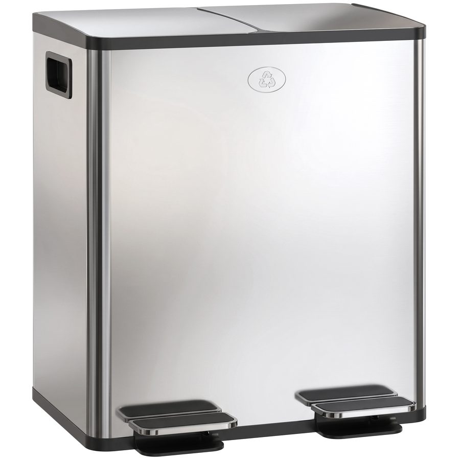 HOMCOM Mülleimer 2 x 20L Abfalleimer aus Edelstahl Mülltrennsystem mit Softclose Deckel, Herausnehmbare Inneneimer, Deodorant-Fächern Treteimer für Wohnung, Silber   Aosom von HOMCOM