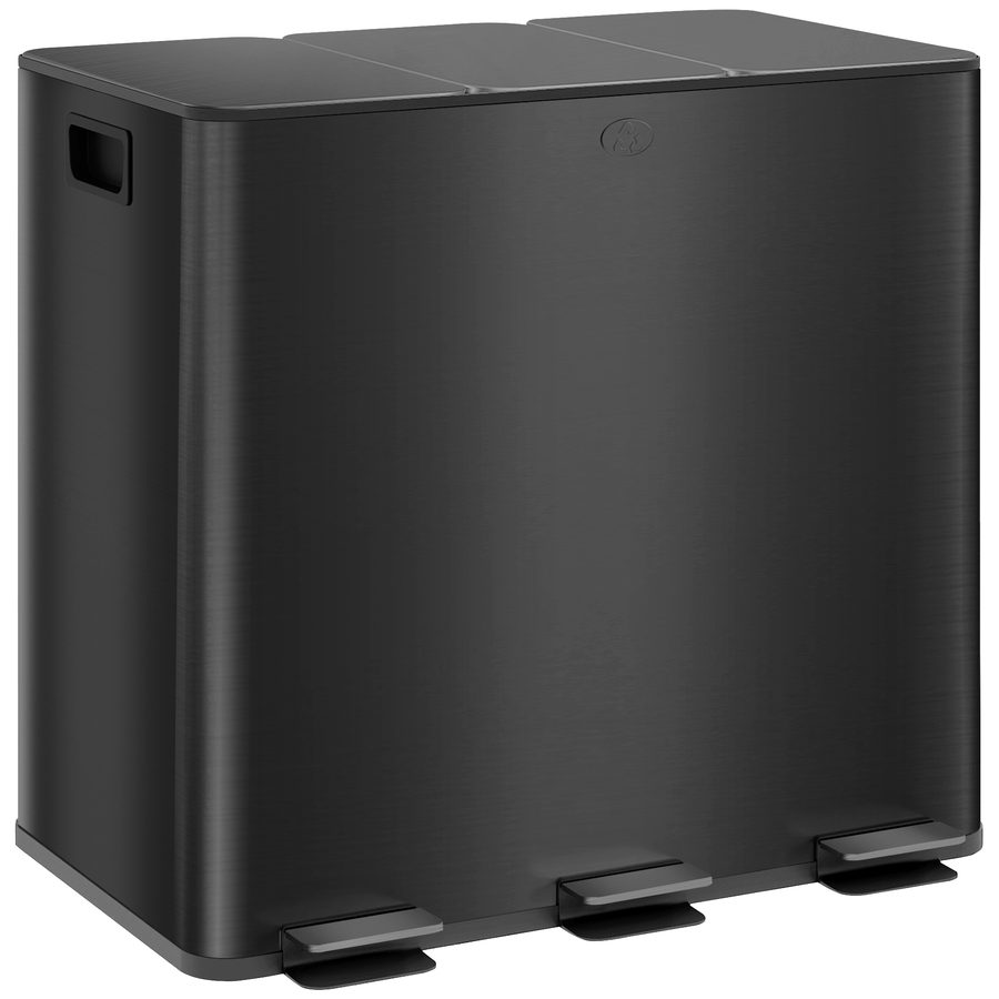 HOMCOM Mülleimer 3 x 15L Treteimer mit Deckel und Fußpedal, Edelstahl Abfalleimer mit Inneneimer für Wohnzimmer & Büro 61,9 x 36,6 x 43,2 cm   Aosom.de von HOMCOM