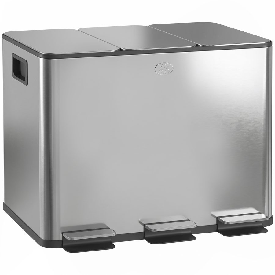 HOMCOM Mülleimer 3 x 20L Abfalleimer aus Edelstahl Mülltrennsystem mit Softclose Deckel und Herausnehmbare Inneneimer, Treteimer mit Deodorant-Fächern für Wohnzimmer, Büro, Silber   Aosom von HOMCOM