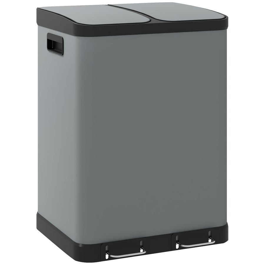 HOMCOM Mülleimer 2x30L Treteimer Kosmetikeimer mit Deckel und Fußpedal, Metall Müllbehälter mit Inneneimer für Wohnzimmer und Büro, 48,8x39,5x67cm   Aosom.de von HOMCOM