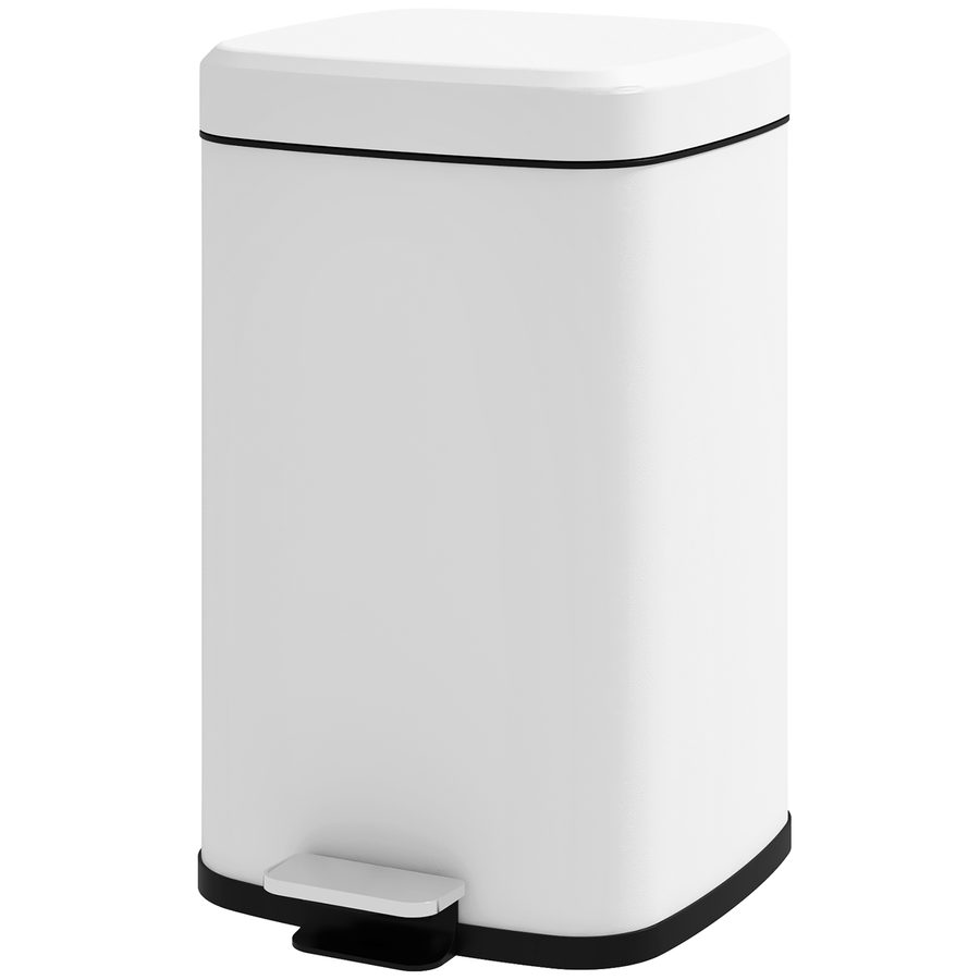 HOMCOM 20L Küchenmülleimer mit Pedal aus Edelstahl mit leisem Schließdeckel, kompakt, herausnehmbarer Innenbehälter, 28L x 35B x 45H cm, weiß   Aosom von HOMCOM