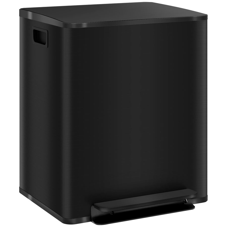 HOMCOM Mülleimer 2x25L Treteimer Edelstahl mit Deckel & Fußpedal, Kosmetikeimer mit Inneneimer für Wohnzimmer & Büro, 47,7x37,5x56cm   Aosom.de von HOMCOM