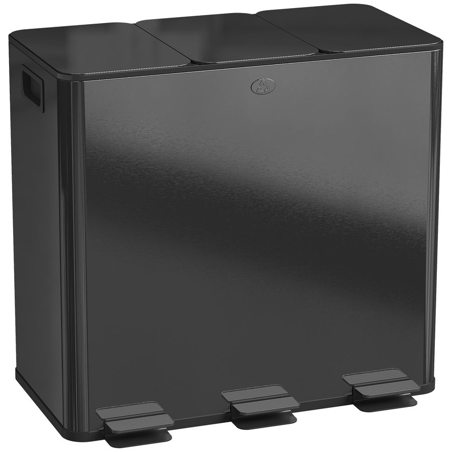 HOMCOM Mülleimer 3 x 20L Abfalleimer aus Edelstahl Mülltrennsystem mit Softclose Deckel und Herausnehmbare Inneneimer, Treteimer mit Deodorant-Fächern für Wohnzimmer, Büro, Mattschwarz   Aosom von HOMCOM
