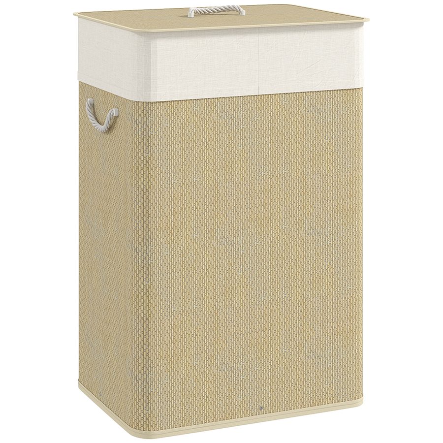 HOMCOM Bambus Wäschekorb mit Deckel 72 L Wäschesammler mit Seilgriffen, Herausnehmbarer Wäschesack, Laundry Baskets Wäschesortierer für Waschküche Schlafzimmer Badezimmer Natur   Aosom von HOMCOM