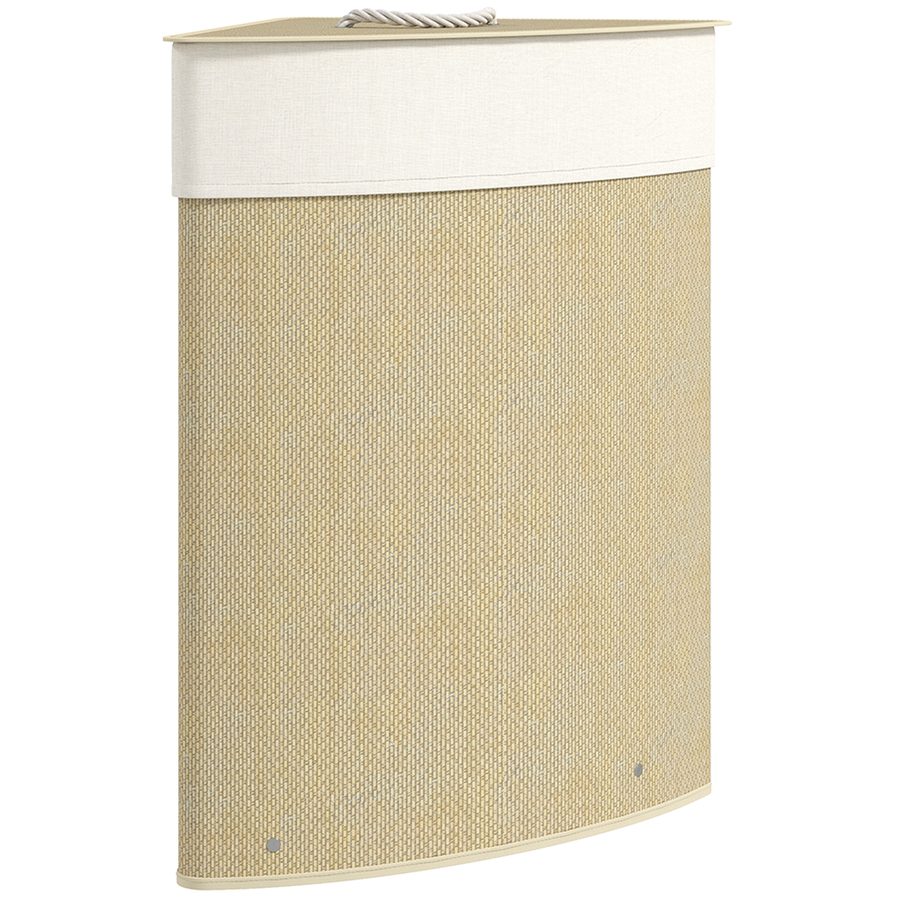 HOMCOM Bambus Wäschekorb mit Deckel 55 L Eck Wäschesammler mit herausnehmbarer Wäschesack, Wäschebox Laundry Baskets für Badezimmer Waschküche Schlafzimmer Creme   Aosom von HOMCOM