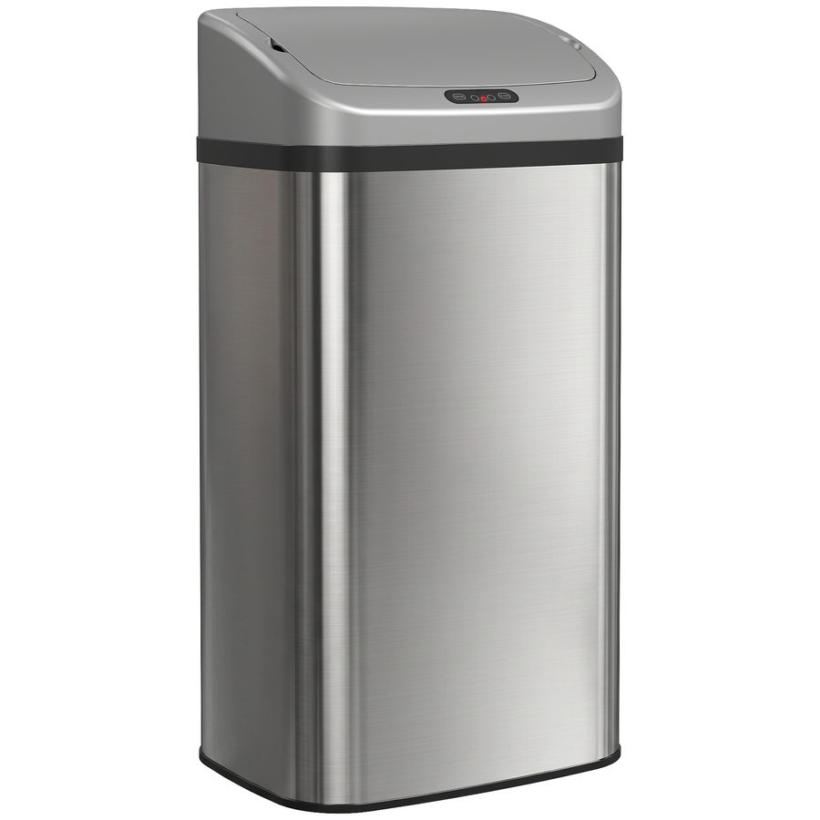 HOMCOM Mülleimer mit Sensor 48L Edelstahl Abfalleimer mit Automatischer Schließfunktion, Fingerabdruckresistente Kosmetikeimer für Büro, Schlafzimmer, Küchen Silber   Aosom von HOMCOM