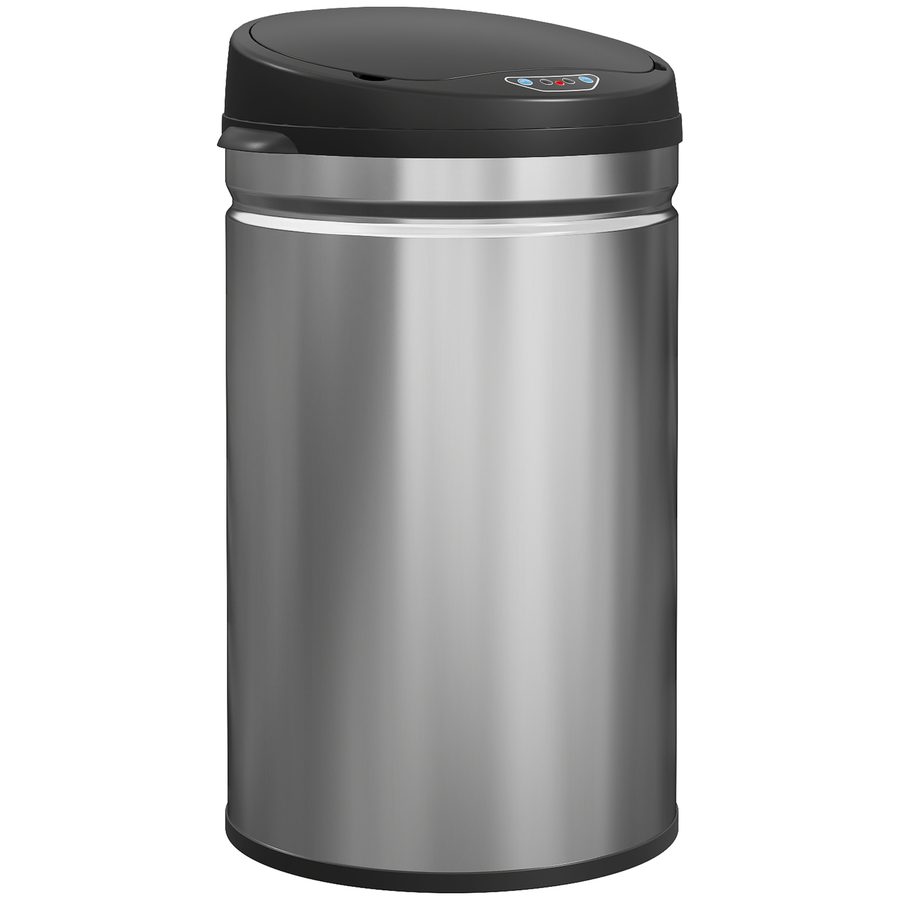 HOMCOM Mülleimer mit Sensor 30L Edelstahl Automatischer Leiser Mülleimer mit Soft-Close-Deckel, Bewegungssensor, Fingerabdruckresistente Abfalleimer für Büro, Schlafzimmer, Küchen Silber   Aosom von HOMCOM