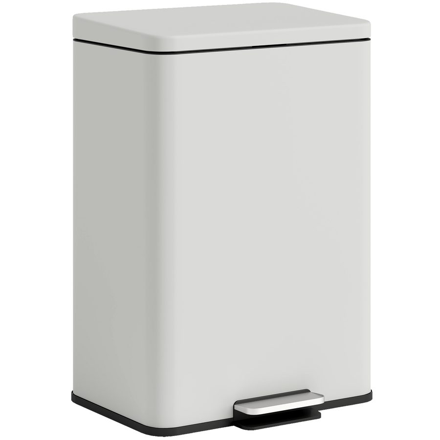 HOMCOM 20 L Küchenmülleimer, Mülleimer mit Pedal, sanft schließender Metalldeckel, herausnehmbarer Inneneimer, Fingerabdruckschutz, für Küche, Zuhause, Büro, Creme   Aosom von HOMCOM
