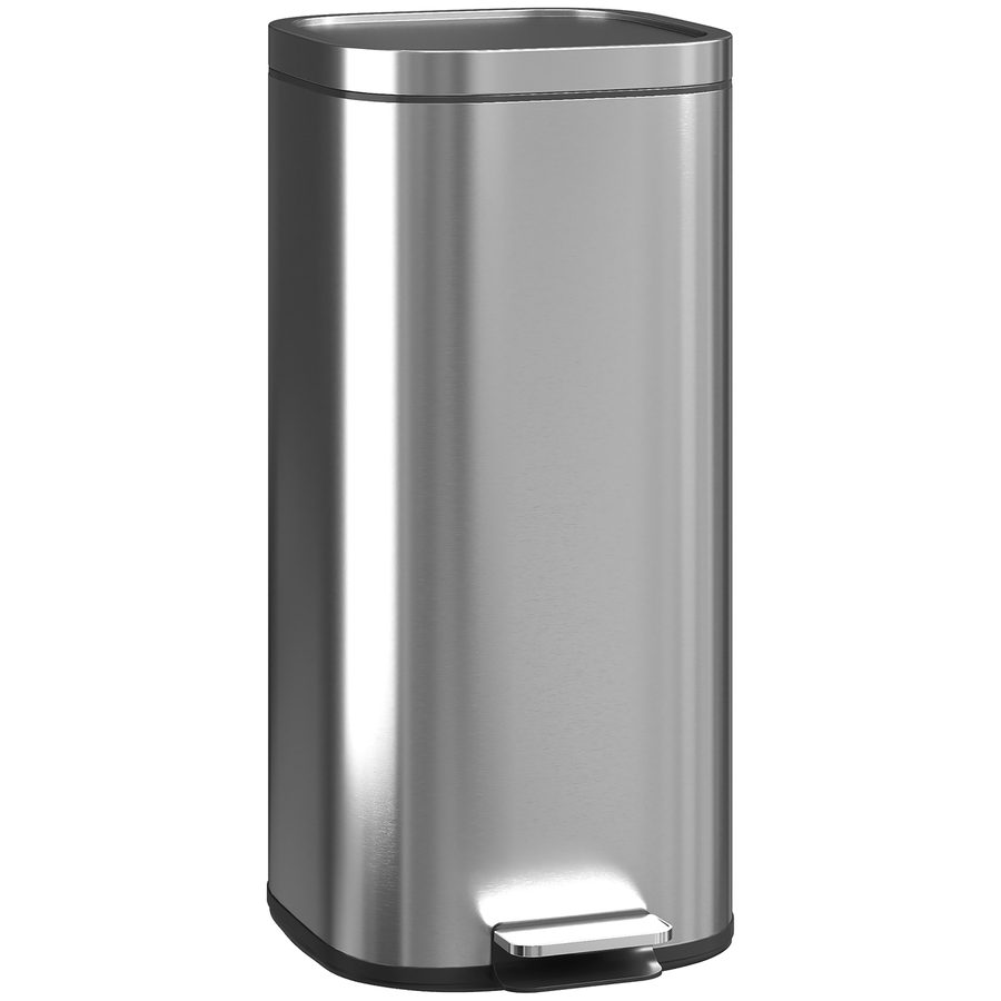 HOMCOM 30 l Tretmülleimer – Soft‑Close Deckel, abnehmbarer Inneneimer, fingerabdruckresistent, für Küche & Büro, Silber   Aosom von HOMCOM