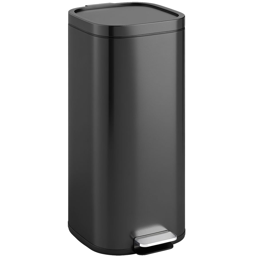 HOMCOM 30L Küchenmülleimer mit Deckel, Pedaleimer mit Soft-Close- und Offenhalte-Funktion, herausnehmbarer Inneneimer, fingerabdruckresistent Abfalleimer für Küche, Zuhause, Büro, Schwarz   Aosom von HOMCOM