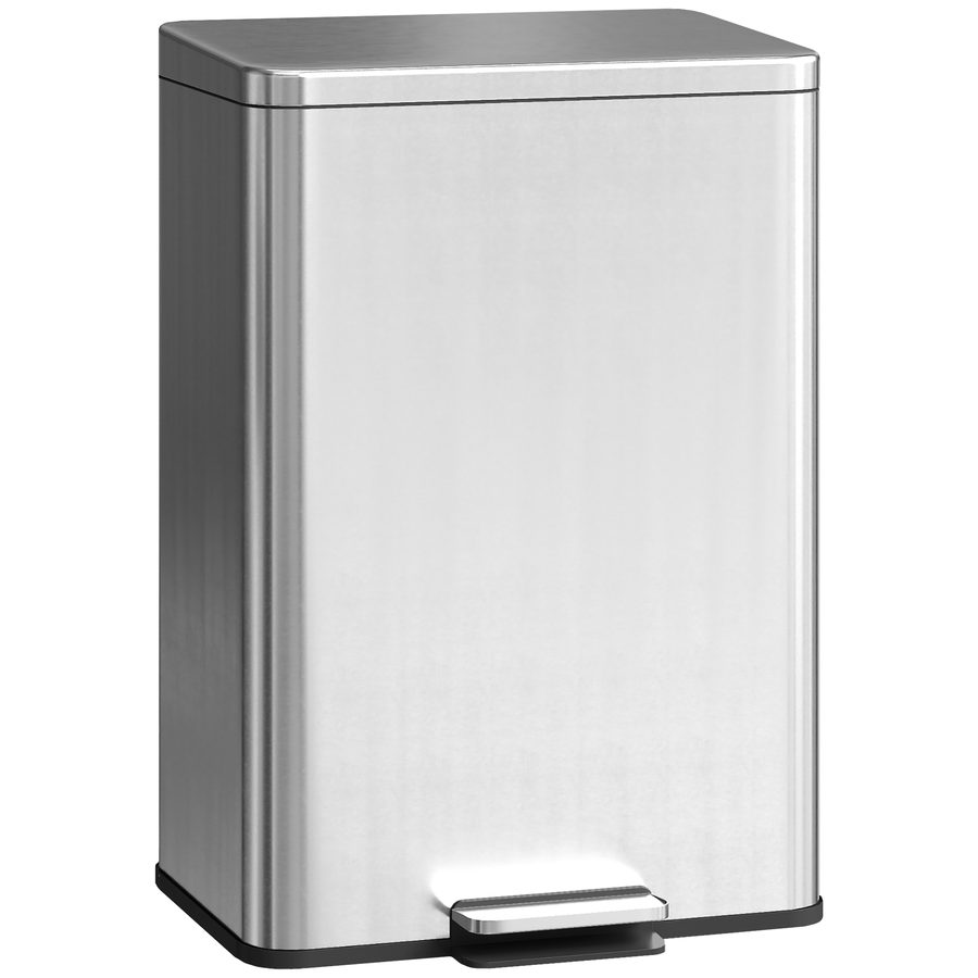 HOMCOM Mülleimer 20 L Treteimer mit Softclose-Deckel, Pedal, Abfalleimer mit abnehmbar Inneneimer, Abfallsammler, Edelstahl, Silber, 34,2 x 30,6 x 44,2 cm   Aosom von HOMCOM