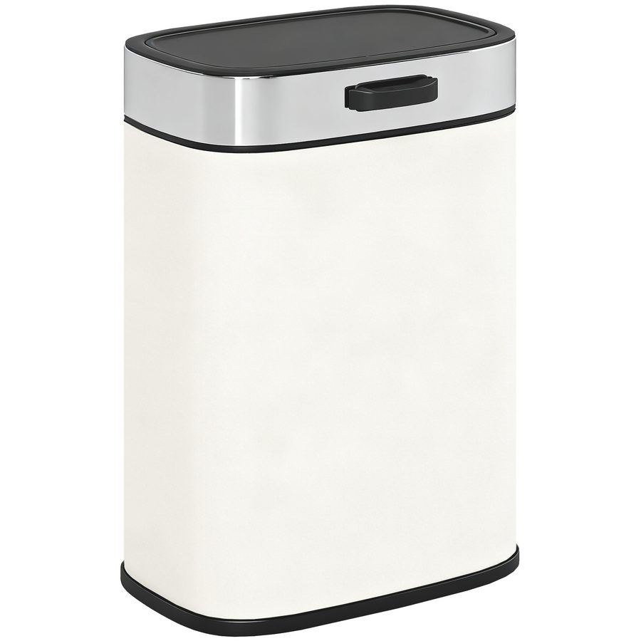 HOMCOM Mülleimer Hängend 5 L Treteimer mit Druck-Öffnen Feststelldeckel Abfalleimer inkl. abnehmbar Inneneimer Abfallsammler, Edelstahl, Cremeweiß, 21,5 x 19,5 x 30 cm   Aosom von HOMCOM