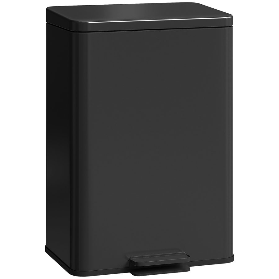HOMCOM Mülleimer 20 L Treteimer mit Softclose-Deckel, Pedal, Abfalleimer mit abnehmbar Inneneimer, Abfallsammler, Edelstahl, Mattschwarz, 34,2 x 30,6 x 44,2 cm   Aosom von HOMCOM